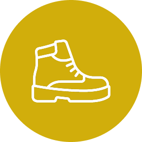 Boot icon on yellow circle background.